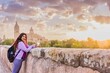 © Sangiao_Photography - Latin mid Woman travel doing tourism in Salamanca Spain. Castile and leon cathedral, UNESCO architecture