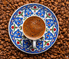 Traditional delicious Turkish coffee or Greek coffee