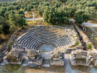 Wall Mural - Nysa Ancient city. Aerial view of Roman period ancient theater (Amphitheatre) . Sultanhisar - Aydin - Turkey