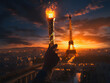 Olympic flame, Olympic Games 2024 Paris. Generative AI
