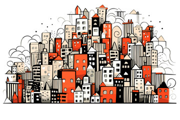 Doodle inspired Urbanist, cartoon sticker, sketch, vector, Illustration