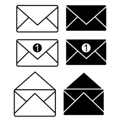 Poster - Mail icon set. Envelope icon set. Vector illustration. Black and white Envelope. Vector eps 10