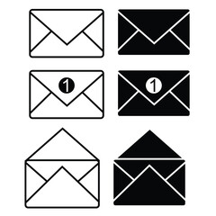 Poster - Mail icon set. Envelope icon set. Vector illustration. Black and white Envelope. Vector eps 10