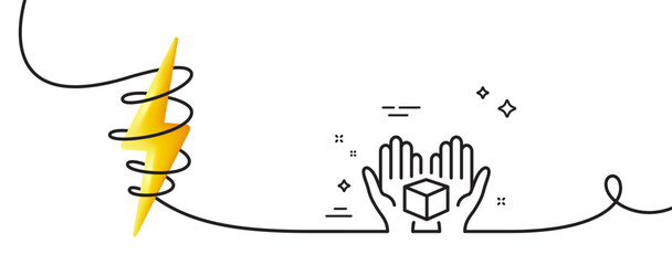 Poster - hold open box line icon. continuous one line with curl. delivery parcel sign. cargo package symbol. 