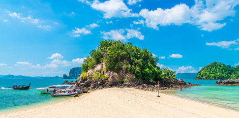 Wall Mural - Panorama amazed nature view scenic landscape Phakbia beach island Krabi, Attraction famous popular place tourist travel Phuket Thailand vacation summer holiday trip, Beautiful destination Asia