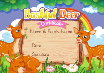 Wall Mural - Bashful deer certificate template