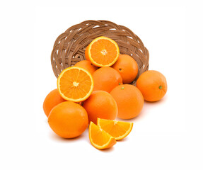 Wall Mural - Nice fresh orange isolated and basket on a white background