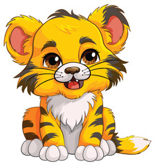 Wall Mural - Cute Baby Tiger Cartoon Character