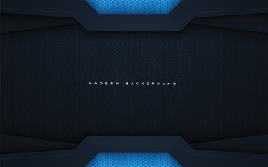 Wall Mural - black technology background with blue lamp light decoration