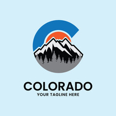 Wall Mural - colorado line art design logo illustration icon