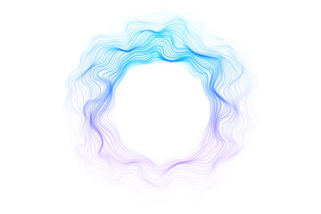 Abstract circle lines wave colorful purple and blue gradient isolated on transparent background. Vector in concept technology, science, music, modern.