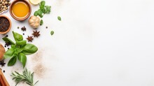 Spices And Herbs On A White Background