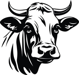 cow head logo monochrome design style