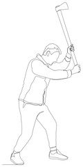 Poster - One continuous line of a Lumberjack. Thin Line Illustration vector concept. Contour Drawing Creative ideas.