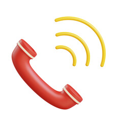 3d phone call icon illustration with transparent background