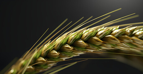 a young ear of barley tending up background