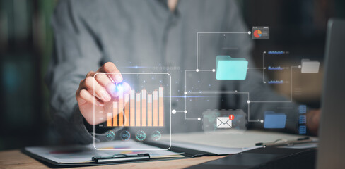 Aufkleber - statistical analyst reading graph report and business statistics charts ,Analysis and improvement of corporate strategy ,manage financial and marketing documents , Statistics and Data Concepts