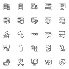 Aufkleber - database server line icons set