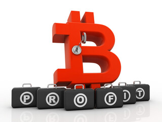Poster - 3d illustration bitcoin sign currency