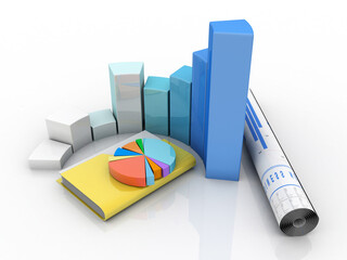 Poster - 3d rendering Stock market online business concept. business Graph with folder