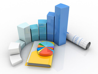 Poster - 3d rendering Stock market online business concept. business Graph with folder