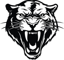Angry Panther Logo Monochrome Design Style