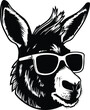 Donkey In Sunglasses Logo Monochrome Design Style