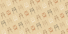 Cute Cat Hand Drawn Wrapping Pattern