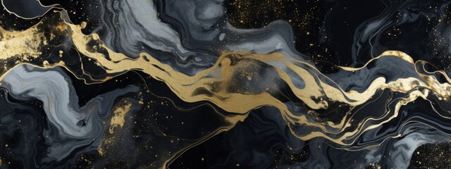 abstract marble marbled ink painted painting texture luxury background banner - black gray swirls go