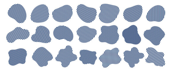 Poster - liquid organic shapes textured collection. simple amoeba blob irregular form with lines set