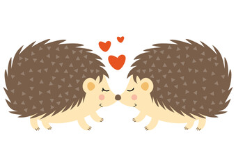 Cute couple of hedgehog in love