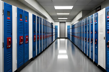  School corridor to class room. Mix race schoolchildren when back to school