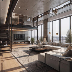 home design interior - Interior design of a penthouse in urban modern style