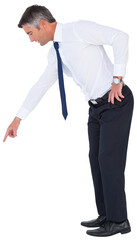 Aufkleber - digital png photo of focused caucasian businessman pointing finger on transparent background
