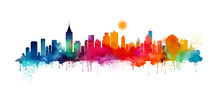 City Colorful Silhouette With Blots. Vector Illustration