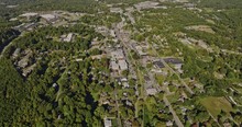 Blue Ridge Georgia Aerial V4 Cinematic Birds Eye View Drone Fly Around Town Center Capturing The Elevation Views Of The Charming Mountain Town On A Sunny Day - Shot With Mavic 3 Cine - October 2022
