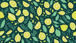 Seamless pattern with lemon and lemonade and lettering for print, textile. Seasonal summer background with fresh drink