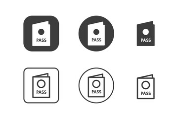 Passport icon design 6 variations. Travel icons set, Isolated on white background.