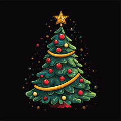 christmas tree with decoration vector