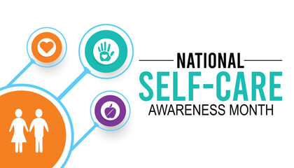 Vector illustration on the theme National Self-Care Awareness Month. vector banner, poster, card, background design. Observed on September each year.