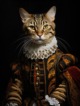 Funny Cat Royal Portrait Of A Bengal Breed. Generative AI.