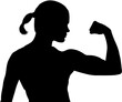 Digital png silhouette image of woman flexing muscles on transparent background