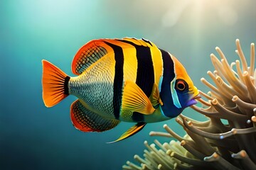Wall Mural - butterfly fish in the water generated Ai technology
