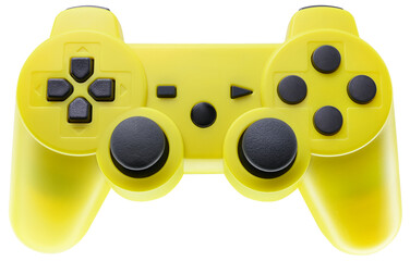 Wall Mural - Yellow gaming controller isolated on white background.