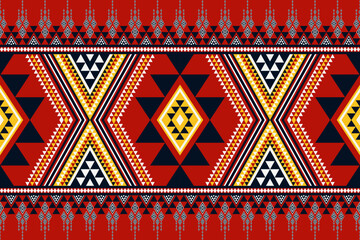 Aztec traditional colorful geometric pattern. Vector aztec tribal geometric shape seamless pattern traditional color style. Ethnic geometric pattern use for textile border, carpet, rug, cushion, etc.