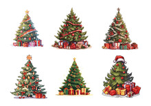 Set Of Christmas Tree Elements Vector