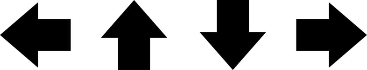 Poster - Up Down Right Left Black Flat Arrow Icon Set. Vector Image.