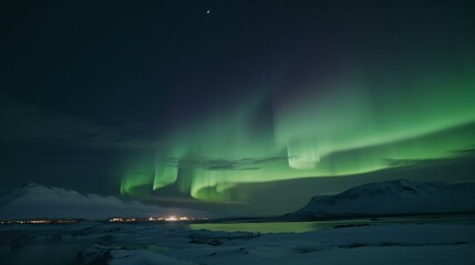 Wall Mural - aurora borealis over the sea