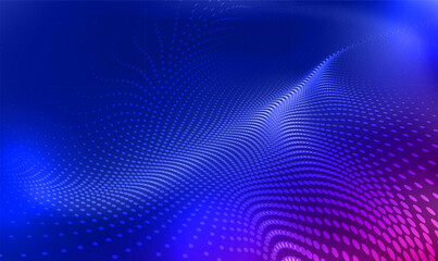 Fototapete - Abstract 3d Wave Particle Technology Background. Futuristic sci-fi user interface concept with gradient dots and lines. Big data, artificial intelligence, music, techno. Blockchain. Science. Vector.