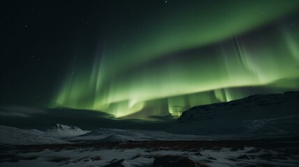 Wall Mural - aurora borealis over the mountains